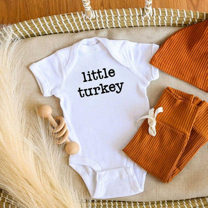 Little Turkey Typewriter Baby Onesie