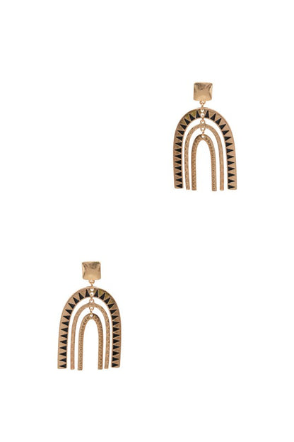 U Shape Brushed Drop Earrings