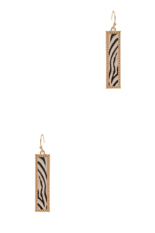 Bar Shaped Animal Print Hook Earrings