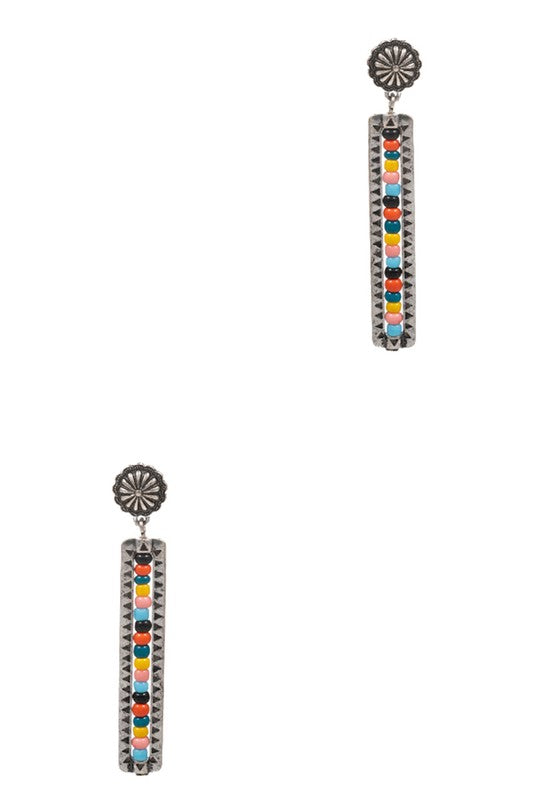 Bar Shaped Seed Bead Post Earrings