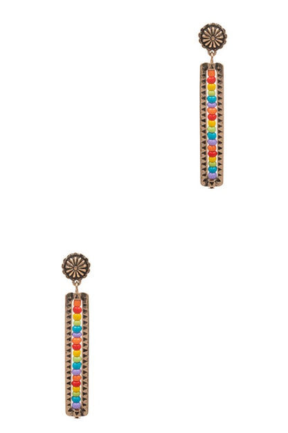 Bar Shaped Seed Bead Post Earrings