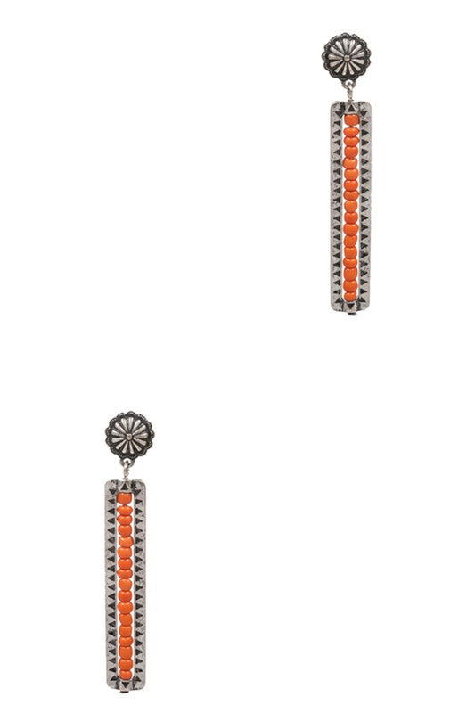 Bar Shaped Seed Bead Post Earrings