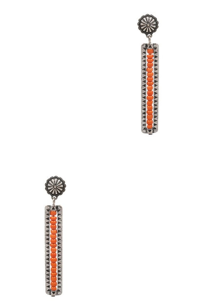 Bar Shaped Seed Bead Post Earrings