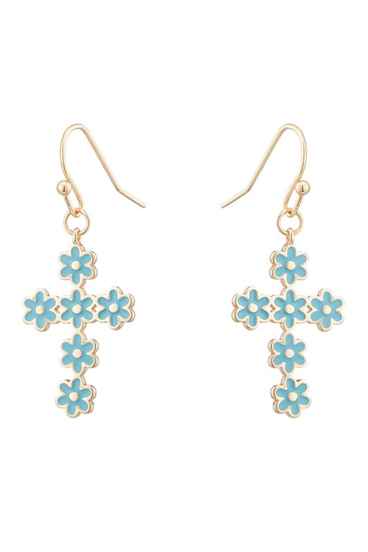 Epoxy Daisy Flower Cross Earrings