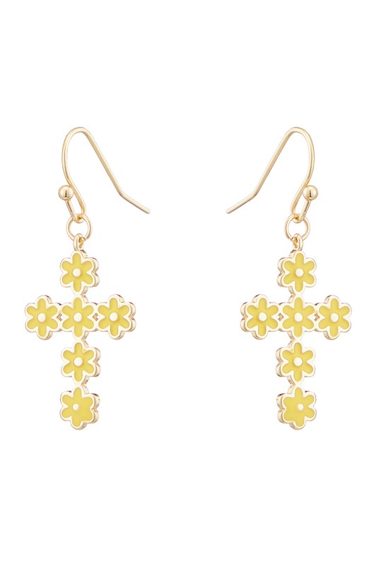 Epoxy Daisy Flower Cross Earrings