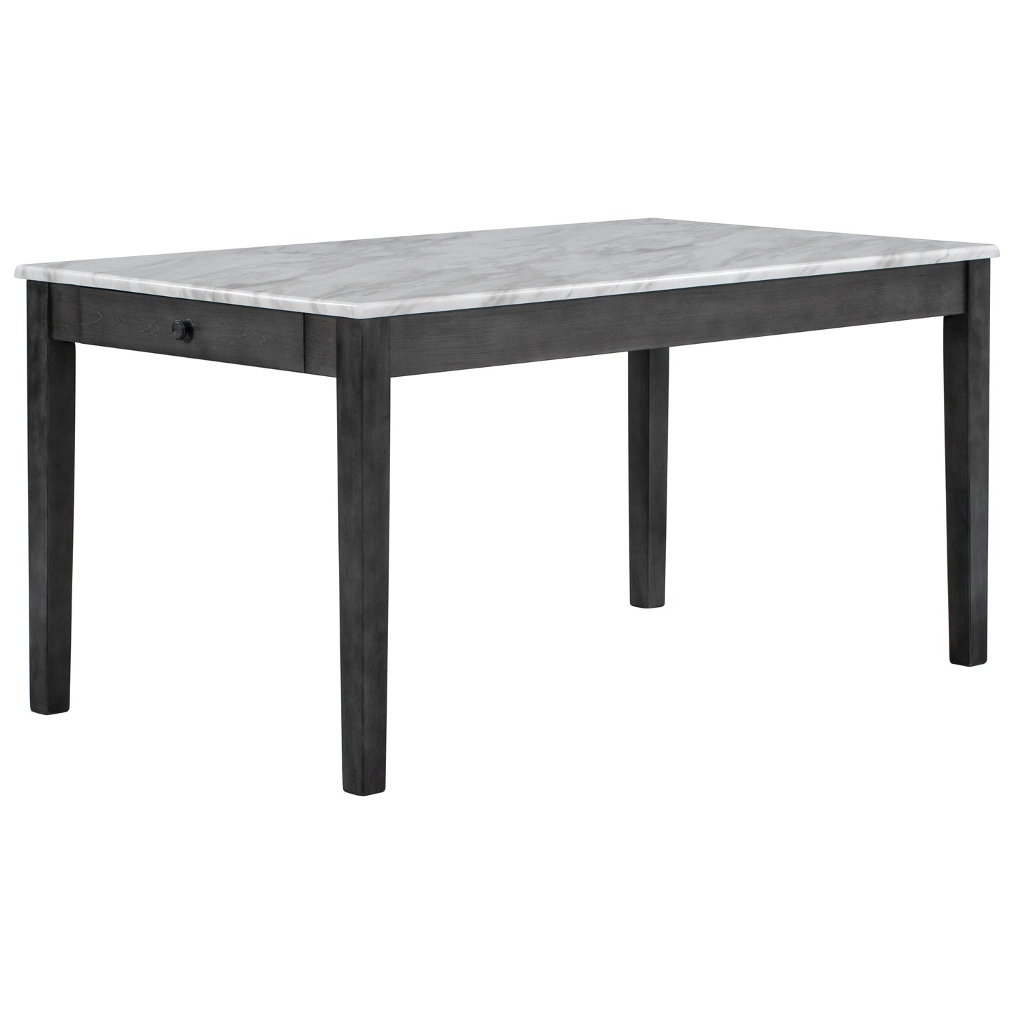 7-piece Dining Table with 2 drawers, table :59.7”x34.5”x30”, chair: 20.5”x26.3”x38.5”,Black