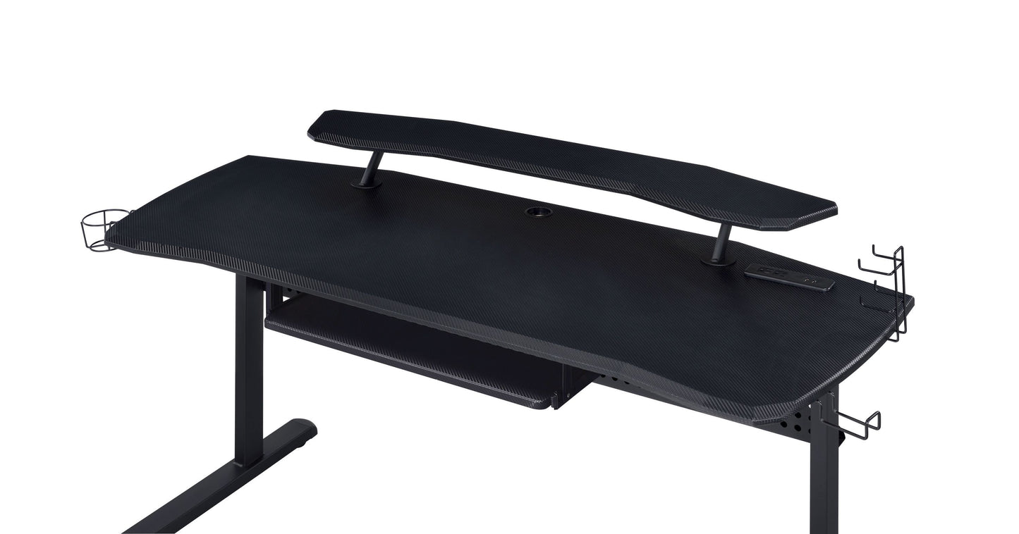 ACME Vildre Gaming Table w/USB Port, Black Finish 93132