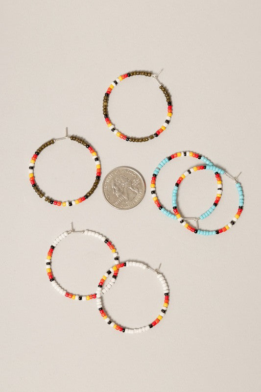 Simple Beaded Hoop Earrings