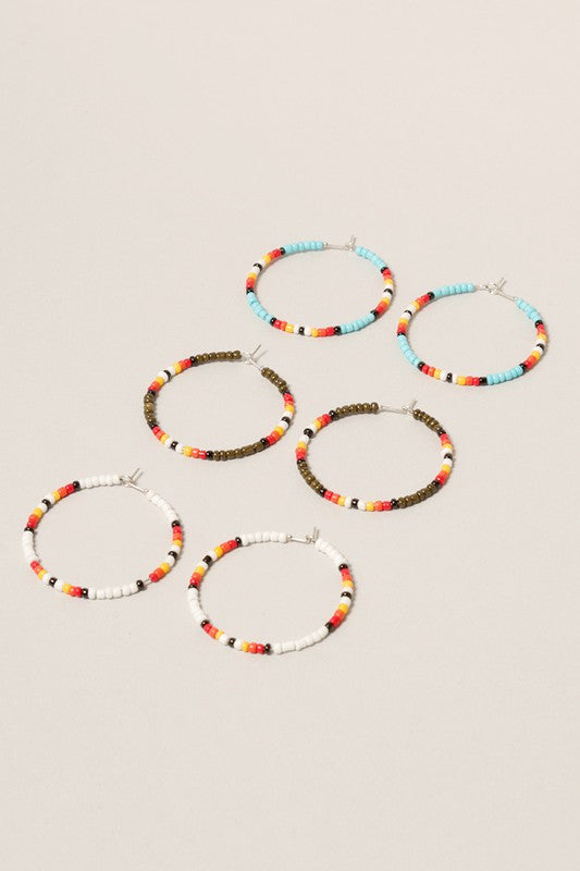 Simple Beaded Hoop Earrings