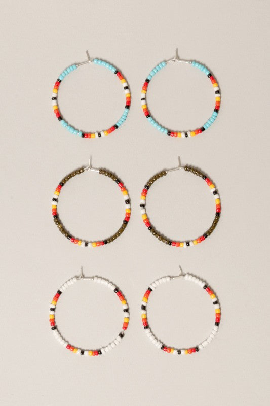 Simple Beaded Hoop Earrings