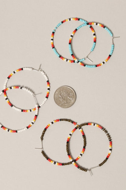 Medium Seed Bead Hoop Earrings