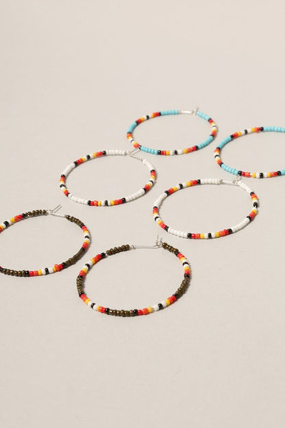 Medium Seed Bead Hoop Earrings