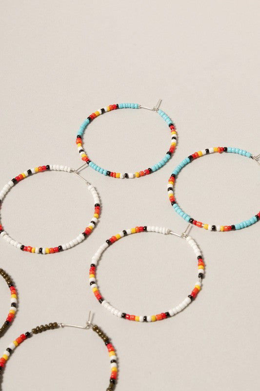 Medium Seed Bead Hoop Earrings