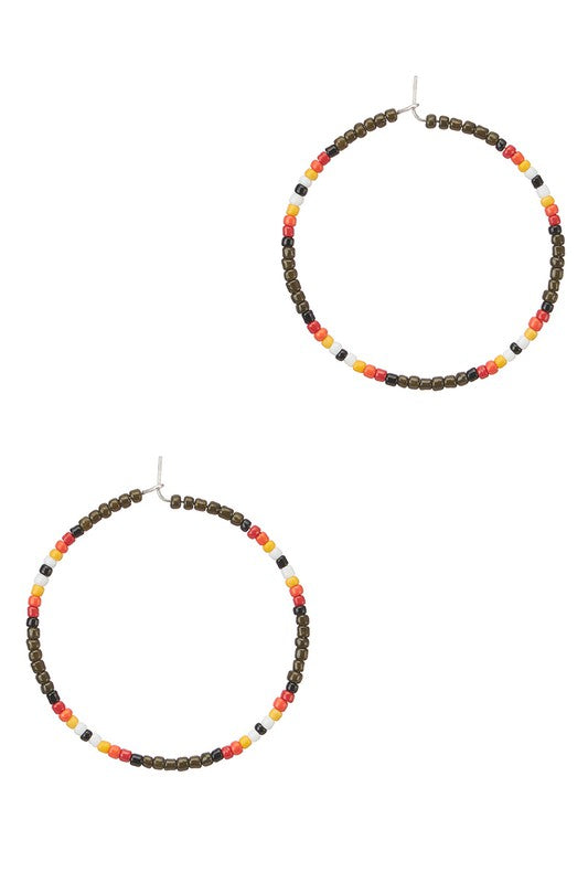 Medium Seed Bead Hoop Earrings