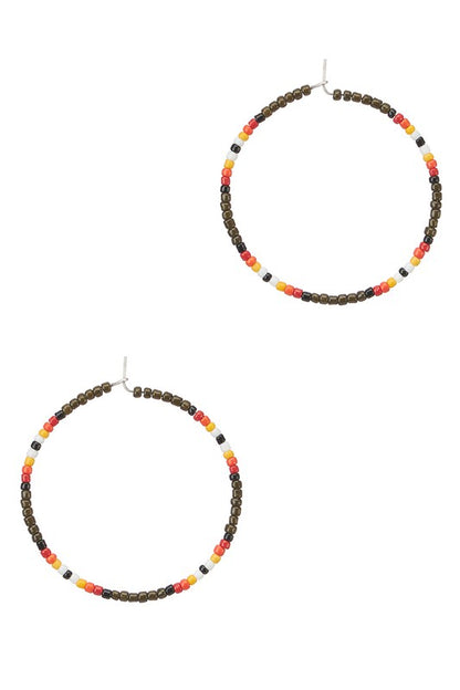 Medium Seed Bead Hoop Earrings