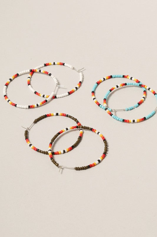 Medium Seed Bead Hoop Earrings