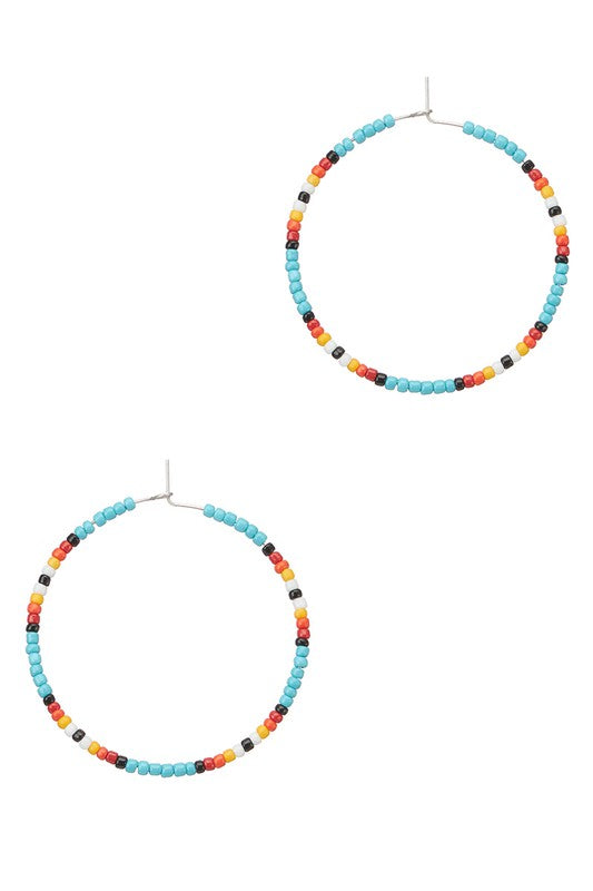 Medium Seed Bead Hoop Earrings