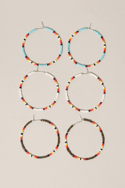 Medium Seed Bead Hoop Earrings