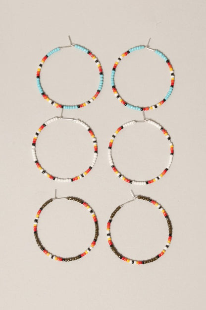 Medium Seed Bead Hoop Earrings