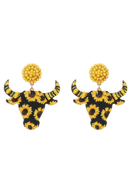 Wooden Bull Head earrings