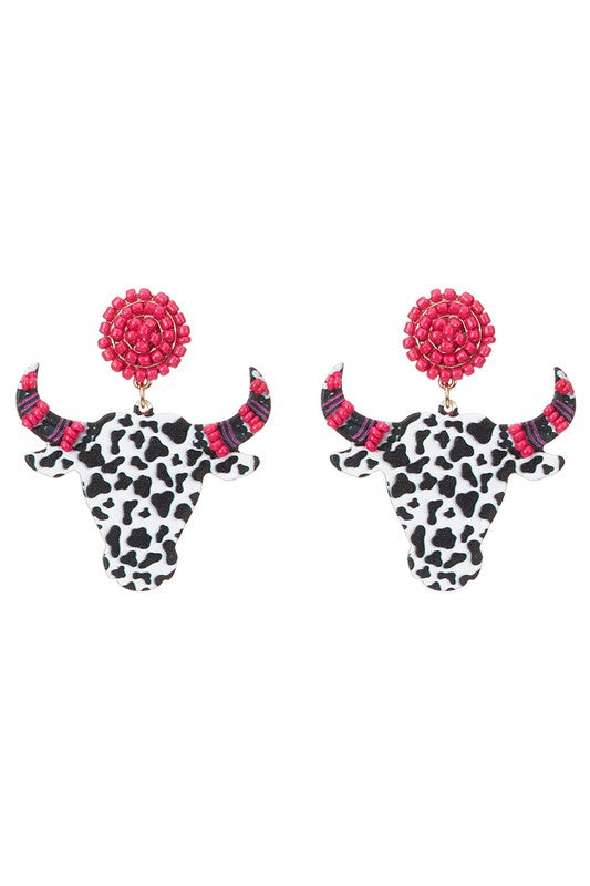 Wooden Bull Head earrings