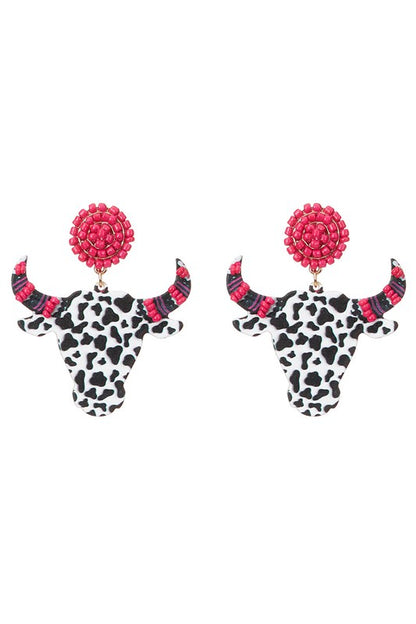 Wooden Bull Head earrings