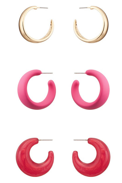 3 Pairs Minimalist Hoop Earrings