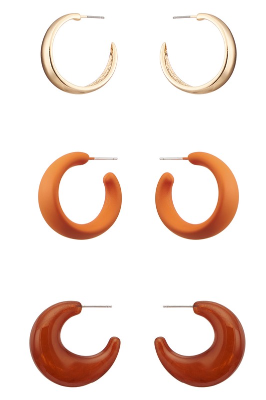 3 Pairs Minimalist Hoop Earrings