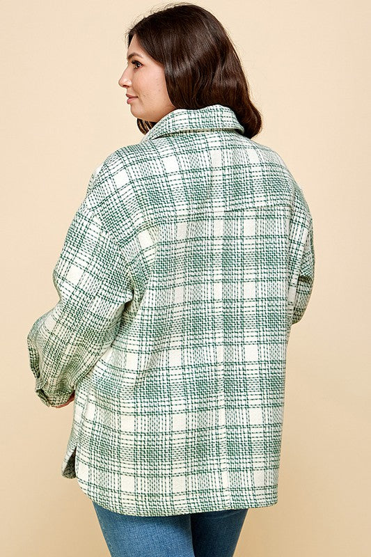 PLAID PRINT MOHAIR WOOL SHACKET