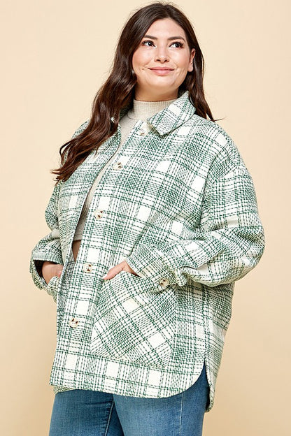 PLAID PRINT MOHAIR WOOL SHACKET