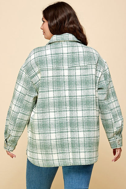 PLAID PRINT MOHAIR WOOL SHACKET