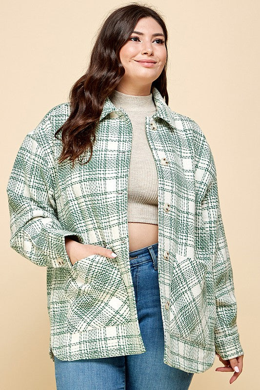 PLAID PRINT MOHAIR WOOL SHACKET