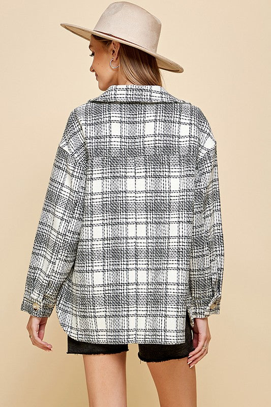 PLAID PRINT MOHAIR WOOL SHACKET