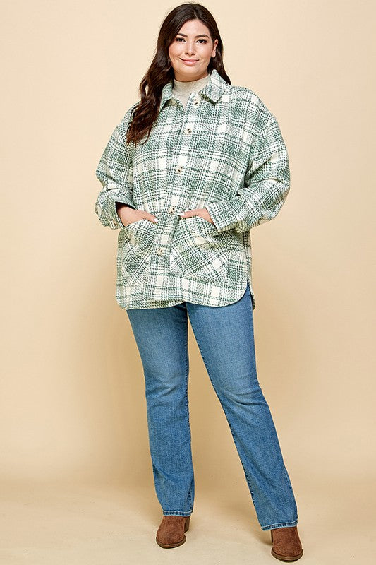 PLAID PRINT MOHAIR WOOL SHACKET