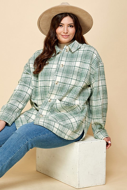 PLAID PRINT MOHAIR WOOL SHACKET