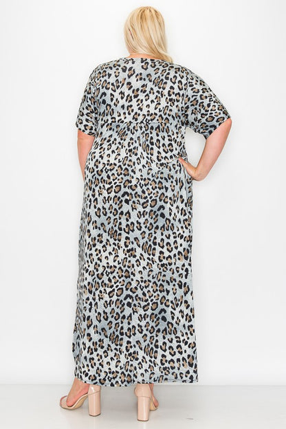 EXTRA PLUS PRINT SIDE POCKETS MAXI DRESS