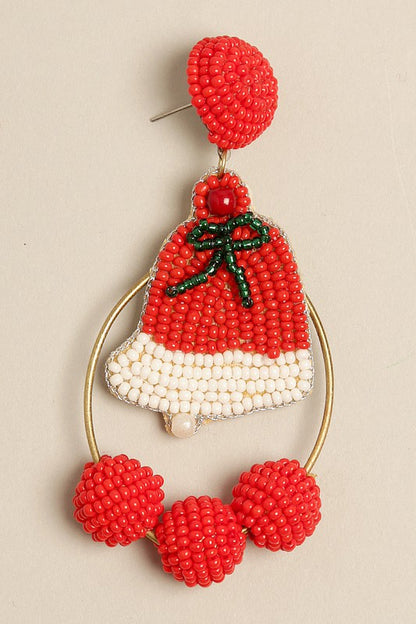 Christmas Bell Beaded Drop Earrings