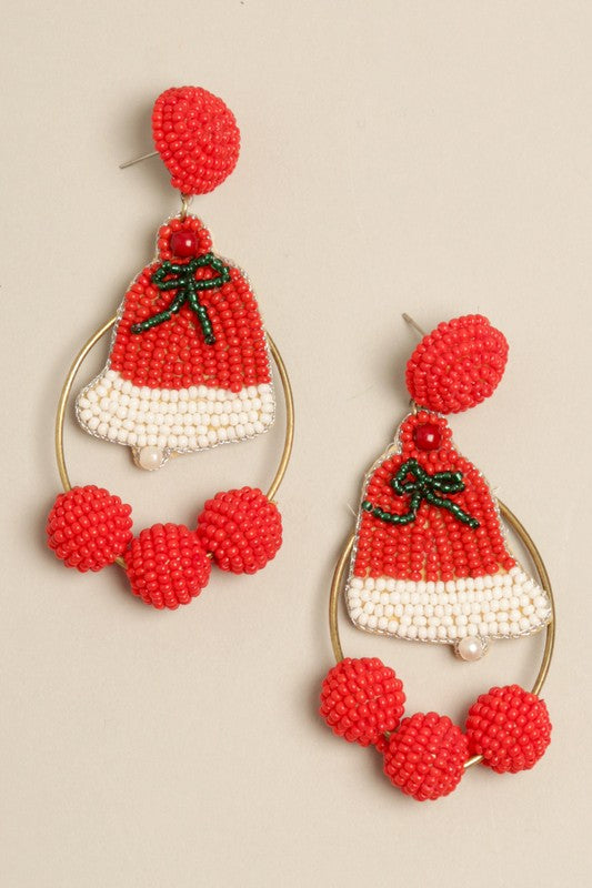 Christmas Bell Beaded Drop Earrings