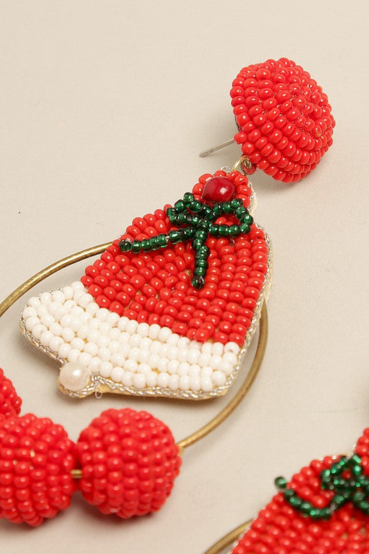 Christmas Bell Beaded Drop Earrings