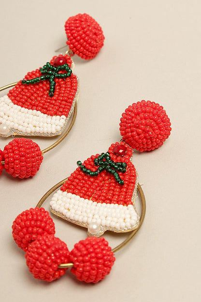 Christmas Bell Beaded Drop Earrings