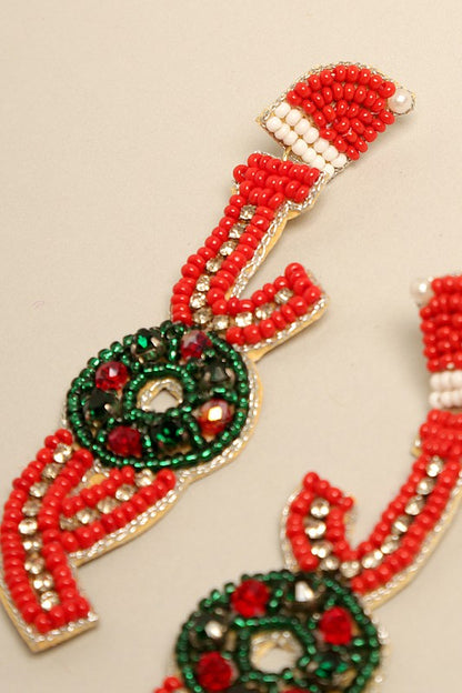 JOY Beaded Christmas Drop Earrings