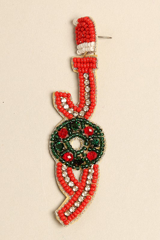 JOY Beaded Christmas Drop Earrings