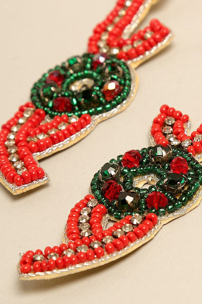 JOY Beaded Christmas Drop Earrings