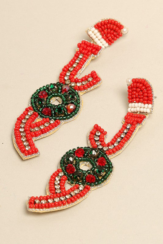 JOY Beaded Christmas Drop Earrings