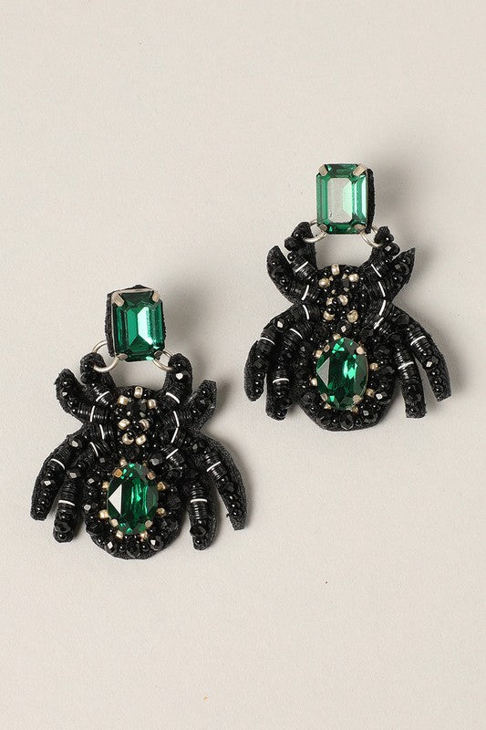 Spider Beaded Drop Earrings