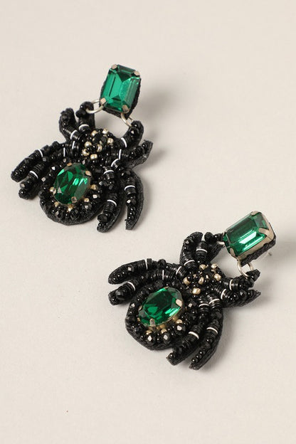 Spider Beaded Drop Earrings