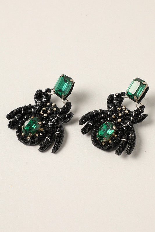 Spider Beaded Drop Earrings