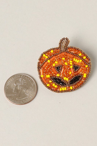 Halloween Pumpkin Beaded Post Earrings