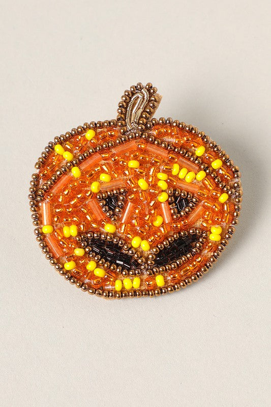 Halloween Pumpkin Beaded Post Earrings