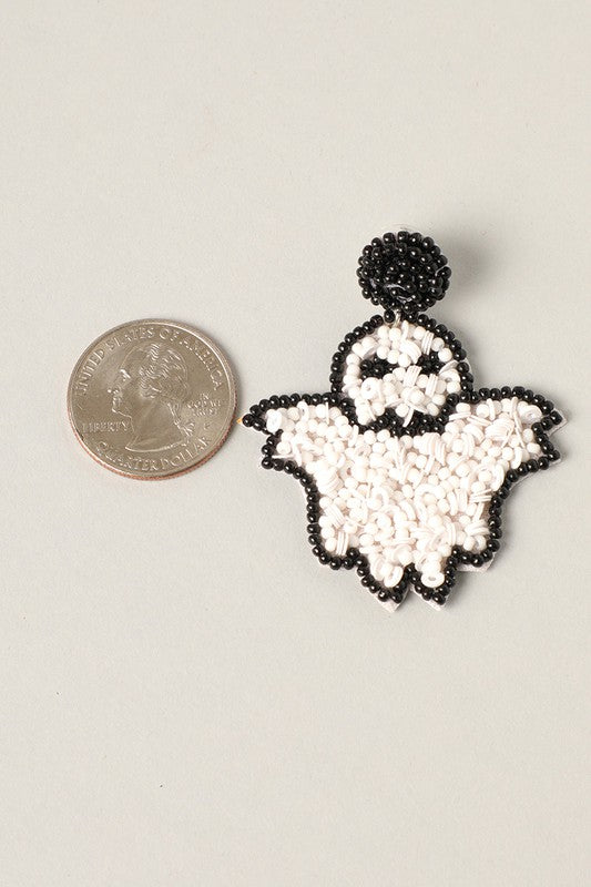 Spooky Ghost Beaded Drop Earrings